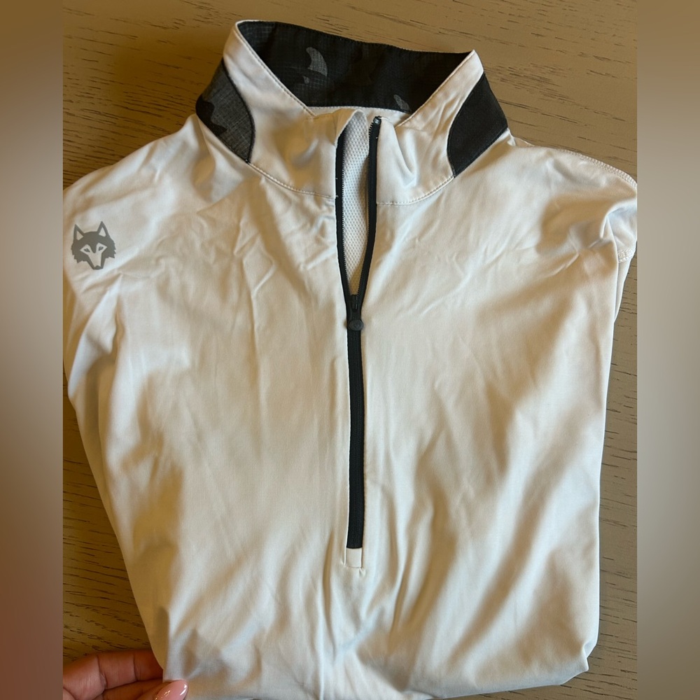 Greyson White Quarter-Zip Pullover with Black Accents/ Cameo